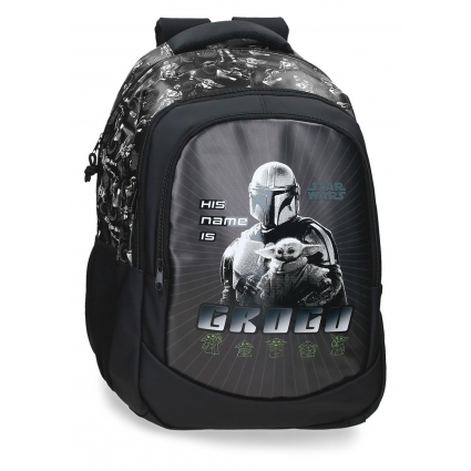 Mochila Escolar 46cm Star Wars His Name Is Grogu Negro Mochila Escolar 46cm Star Wars His Name Is Grogu Negro