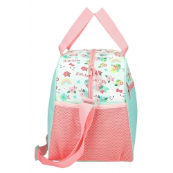 Bolsa De Viaje 28 cm Sanrio Floral Kitty Verde Claro