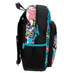 Mochila Escolar 40cm Movom Monsters Negro