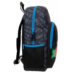 Mochila Escolar Movom Offside Negro 40 cm adaptable a carro