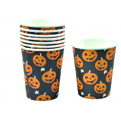 SET HALLOWEEN CALABAZA (6 platos, 6 vasos y 6 servilletas)