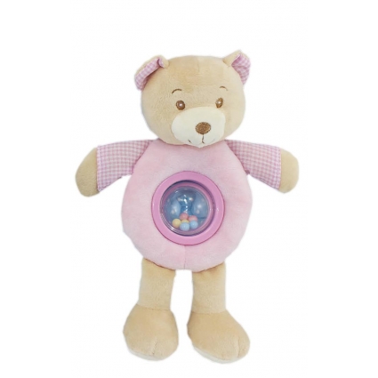 SONAJERO BOLITA 25 CM OSO LULU ROSA