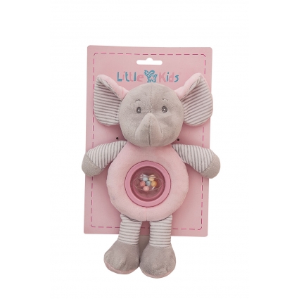 SONAJERO BOLITA ELEFANTE ROSA 25 CM